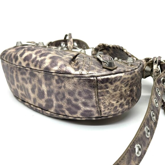 Balenciaga LE CAGOLE XS Metallic Leopard Stud Shoulder Crossbody Mini Bag - Picture 12 of 16